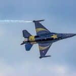 LUQA, MALTA SEPTEMBER 24th: A F-16 soloturk fighter jet is performing from the runway at malta international airshow